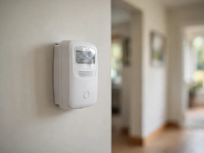 Carbon monoxide detector on a hallway wall in Hilliard Ohio