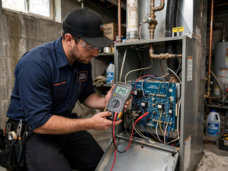 Furnace diagnostic check by a technician in Dublin Ohio