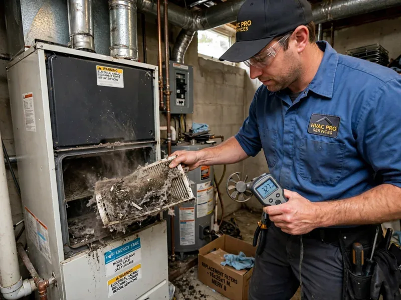 Furnace diagnostic check by a technician in Gahanna Ohio