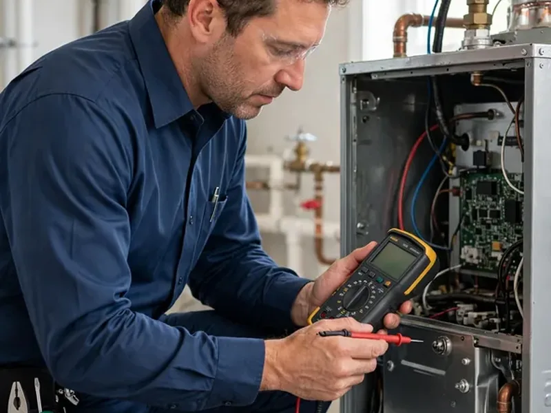 Furnace diagnostic check by a technician in Lewis Center Ohio