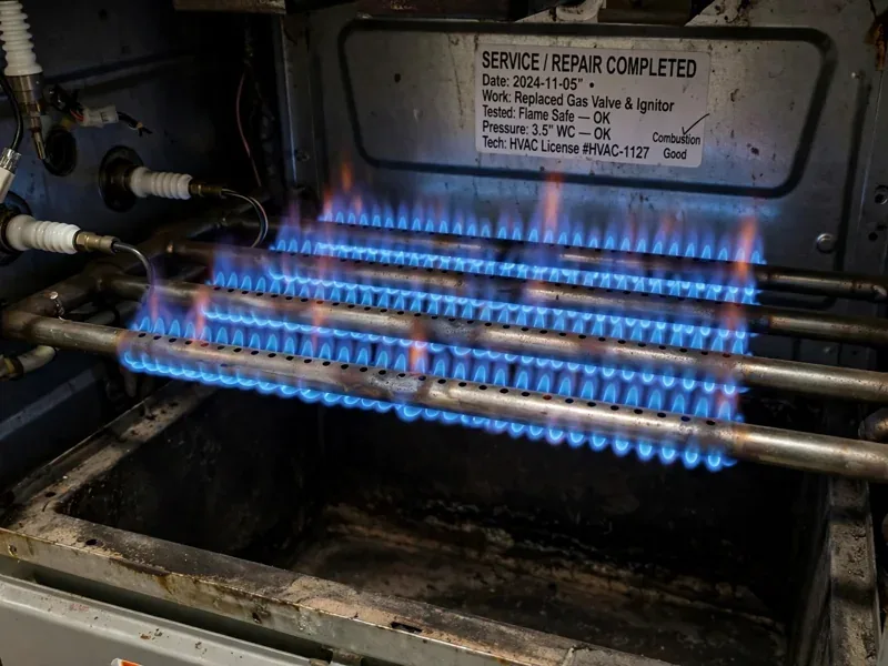 Furnace diagnostic check by a technician in New Albany Ohio