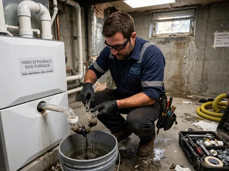Furnace diagnostic check by a technician in Powell Ohio