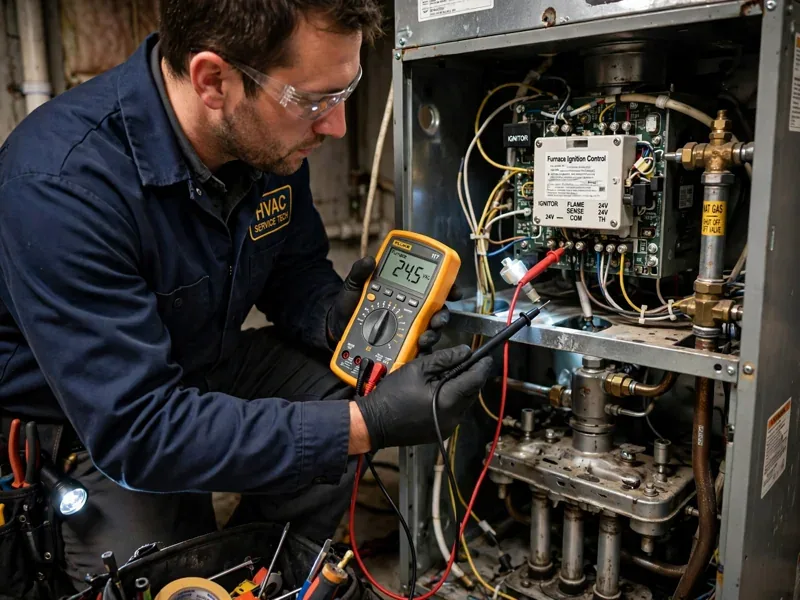 Furnace diagnostic check by a technician in Upper Arlington Ohio