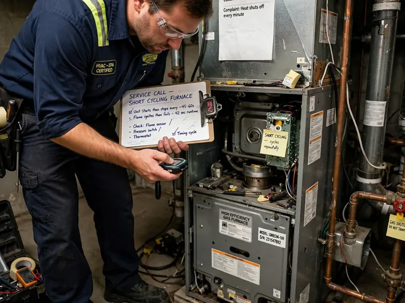 Furnace diagnostic check by a technician in Westerville Ohio