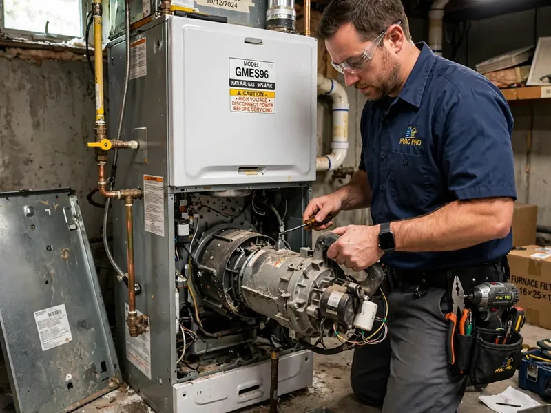 Furnace diagnostic check by a technician in Worthington Ohio