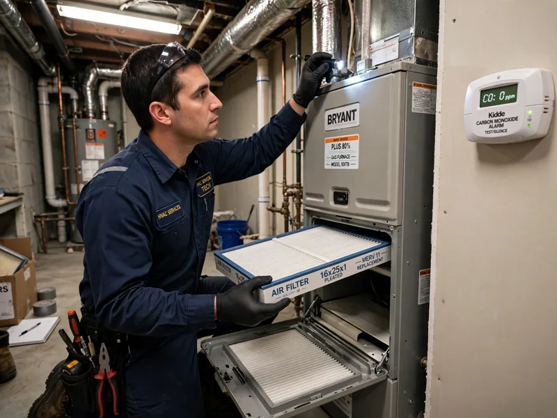 Furnace filter replacement during maintenance in Columbus