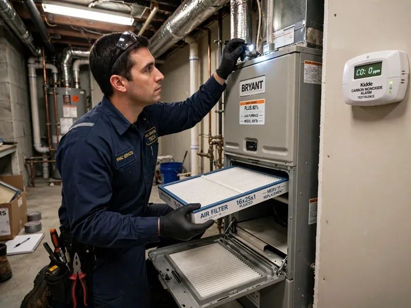 Technician replacing a furnace ignitor in Gahanna Ohio