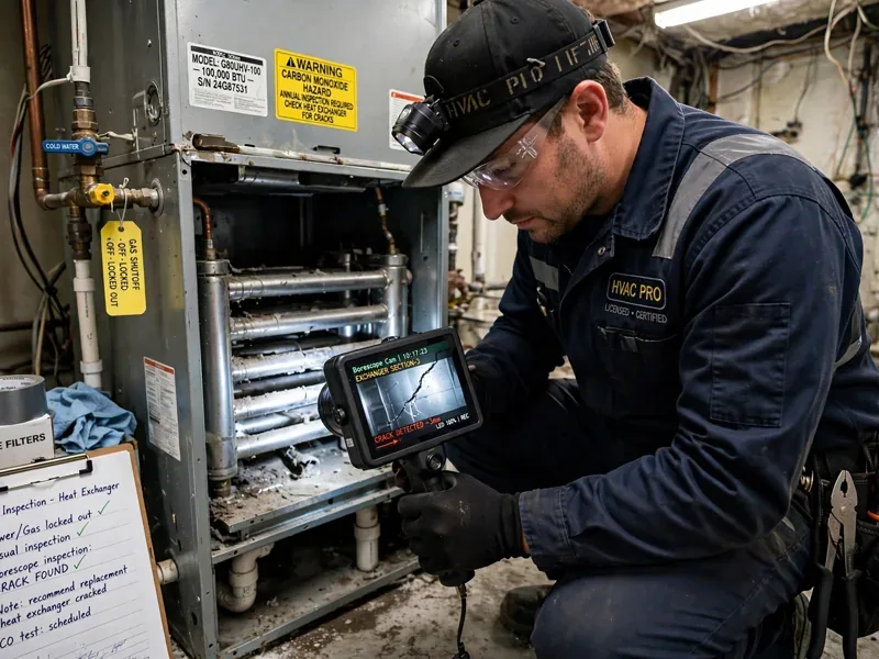 Technician replacing a furnace ignitor in Grove City Ohio