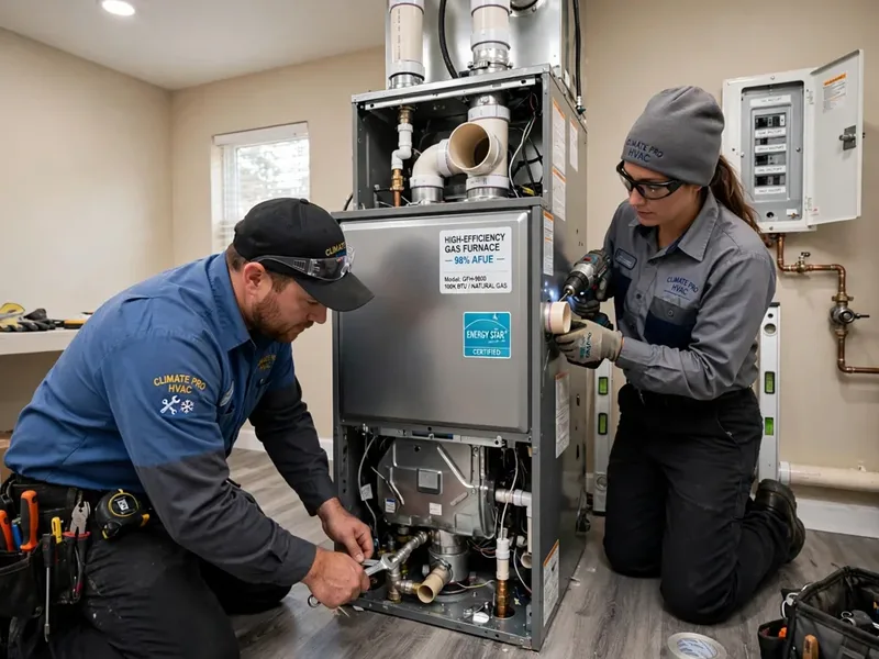 Technician replacing a furnace ignitor in Reynoldsburg Ohio