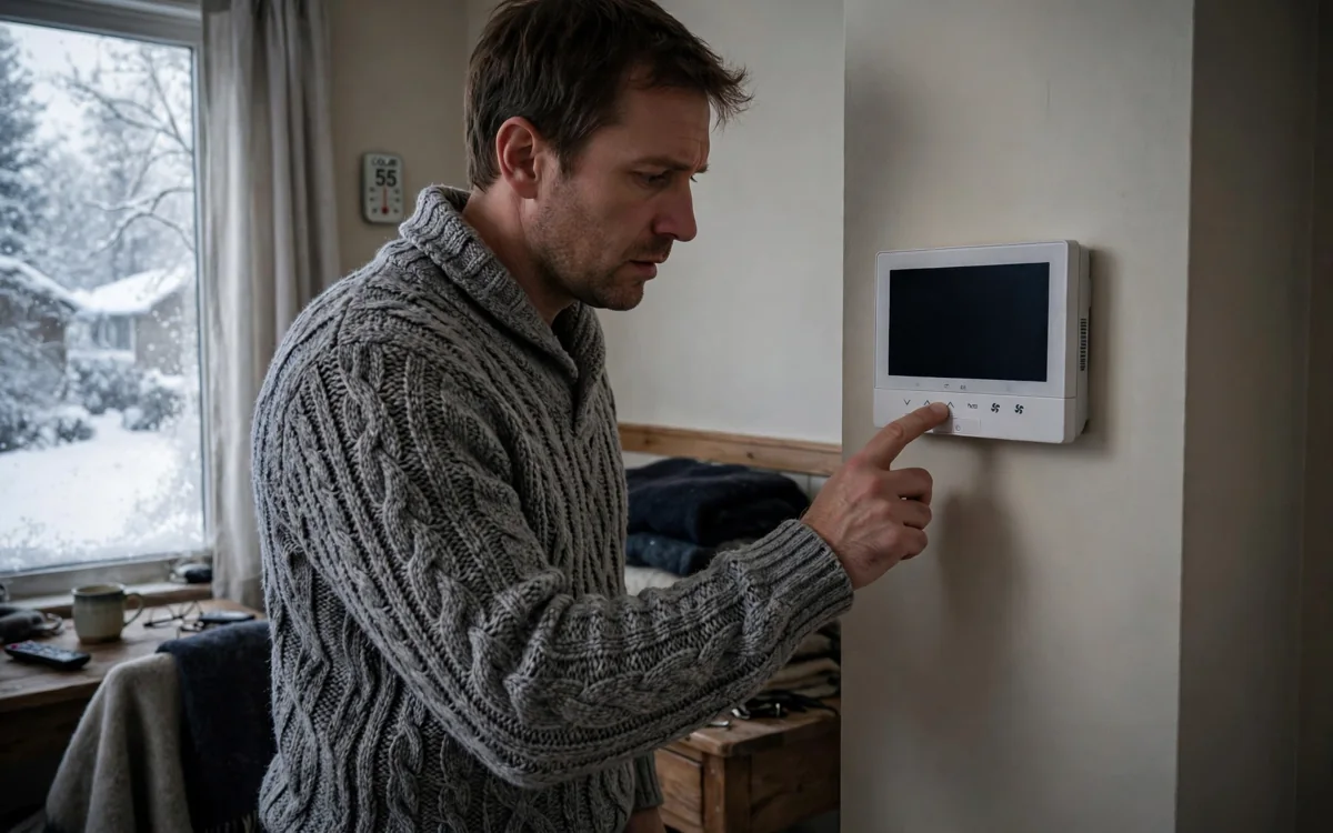 Checking thermostat settings for a furnace in Columbus