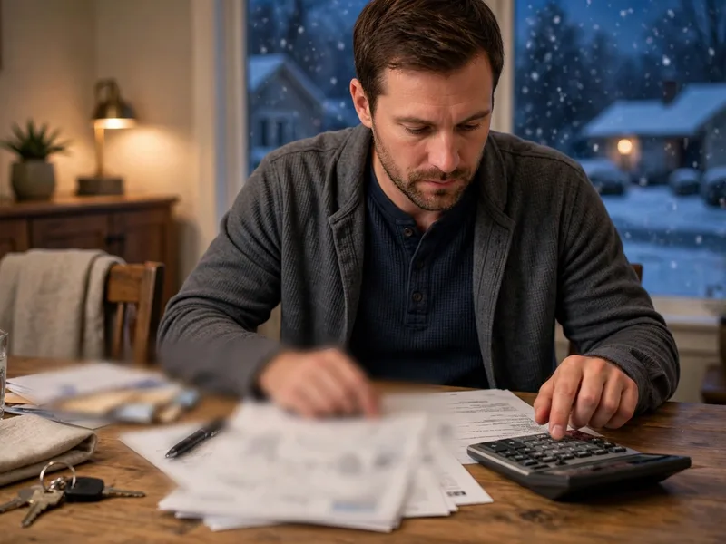 Homeowner reviewing a furnace repair invoice in Worthington Ohio