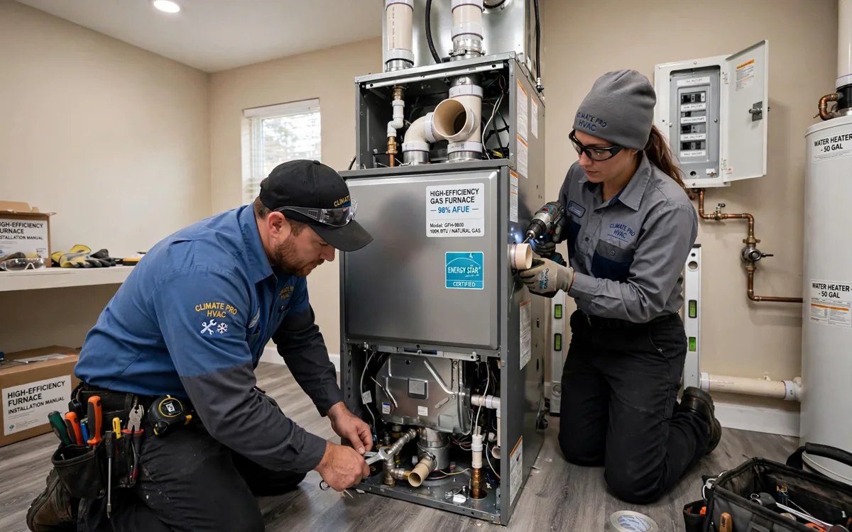 New high efficiency furnace installation in a Columbus home