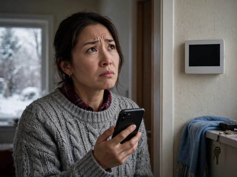 Columbus homeowner with no heat checking a thermostat in winter