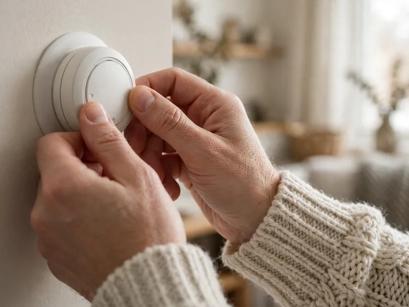 Adjusting a thermostat to heat mode in a Powell Ohio home